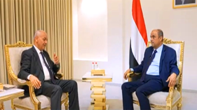سالم بن بريك خلال لقائه مع الإعلامي مصطفى بكري على قناة «صدى البلد»